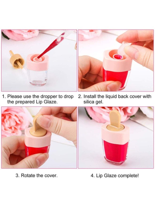 SRLIWHITE 10PCS Pink Ice Cream Plastic Lip Gloss Tubes with Wand, Refillable Empty Lip Balm Containers for DIY Lipstick & Makeup Samples (8ml) - Image 4